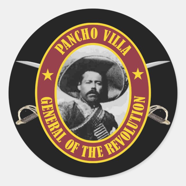 Francisco "Pancho" Villa Runder Aufkleber (Vorderseite)