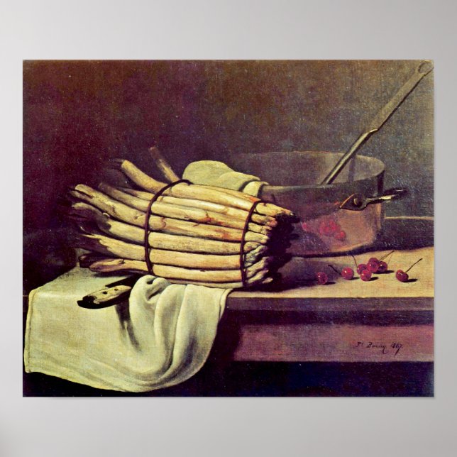 Francois Bonvin - Stillleben mit Spargel Poster (Vorne)