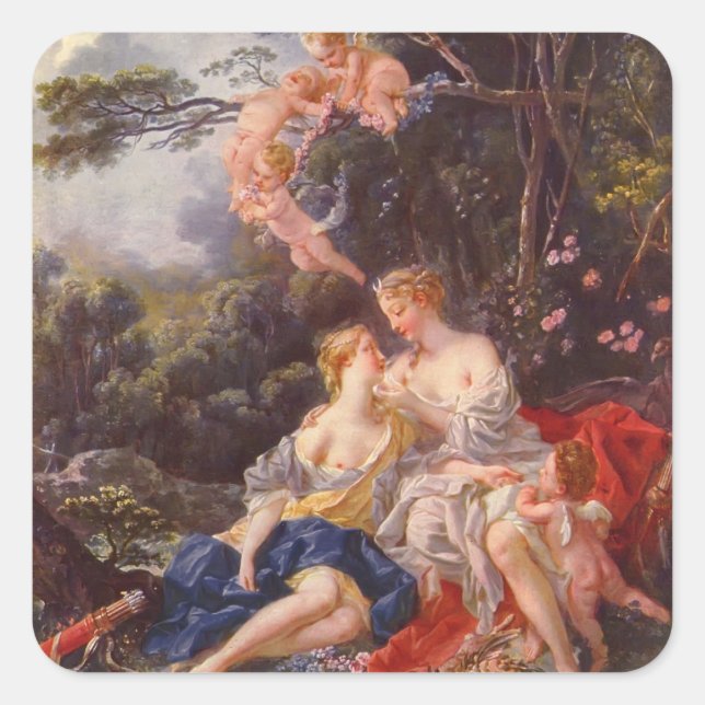 Francois Boucher - Jupiter und Callisto Quadratischer Aufkleber (Vorderseite)
