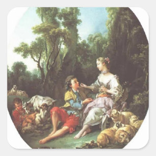 Francois Boucher - Sie denken über die Traube Quadratischer Aufkleber
