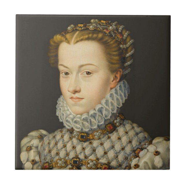 Francois Clouet - Elisabeth von Österreich Fliese (Vorderseite)