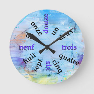 Francophone Zahlen Abstrakt Paint Round Clock Runde Wanduhr