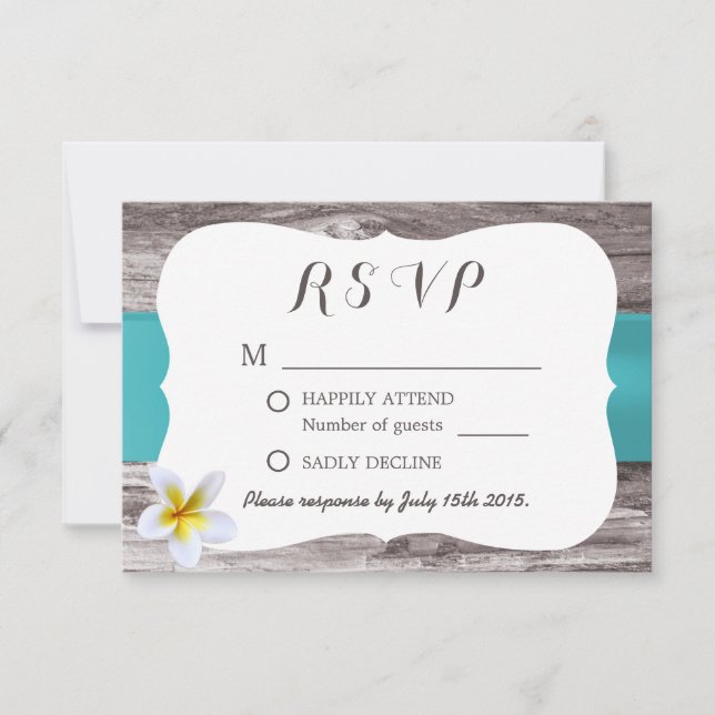 Frangipani Blanc Classique Mariage Bleu RSVP (Devant)