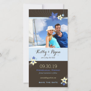Frangipani Blue Aqua Tropische Blume Save the Date