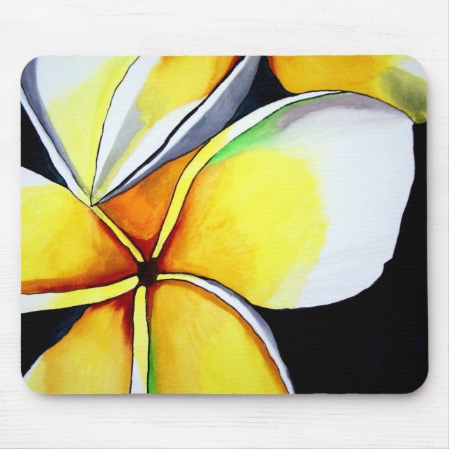 Frangipani Blume Aquarell Originale Malerei Mousepad (Vorne)