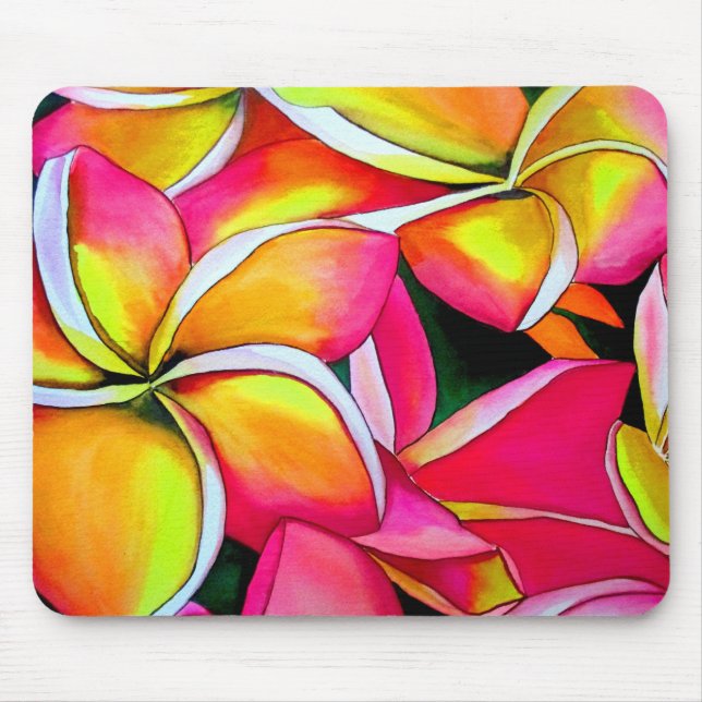 Frangipani Blume Aquarell Plumeria Mousepad (Vorne)