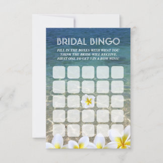 Frangipani Blume Beach Wedding Bridal Bingo Cards