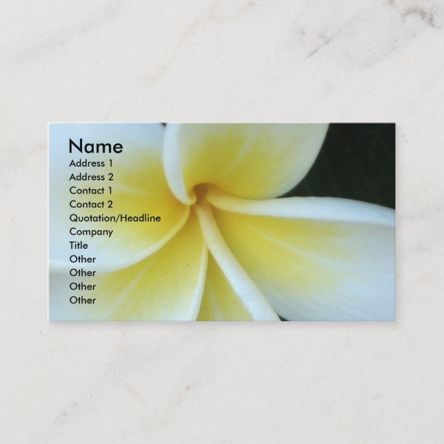 Frangipani-Blume Geschäfts-Karte Visitenkarte (Vorderseite)