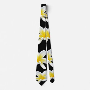 Frangipani, Blume, Schwarzgelb Krawatte
