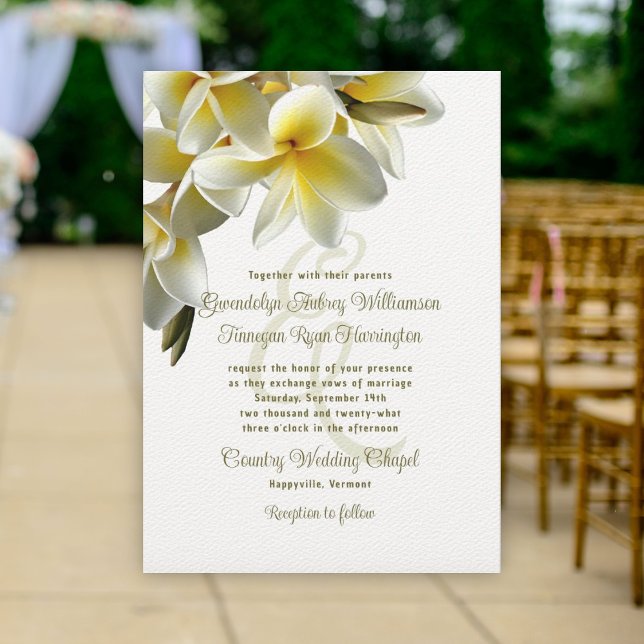 Frangipani Blume White Wedding Einladung (Von Creator hochgeladen)