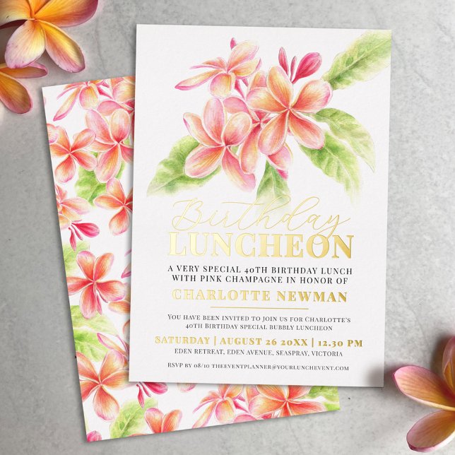 Frangipani Blumengeburtstag Mittag 40. Geburtstag Folieneinladung (Von Creator hochgeladen)