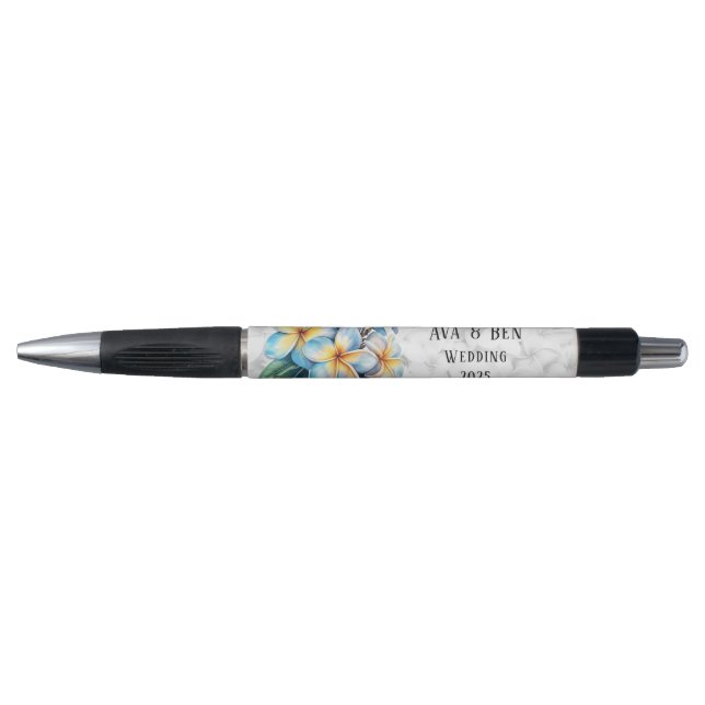 Frangipani Floral Hawaiian Wedding Custom Kugelschreiber (Vorderseite)