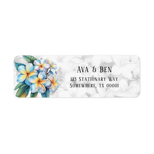 Frangipani Floral Hawaiian Wedding Rücksendeadress (Vorne)
