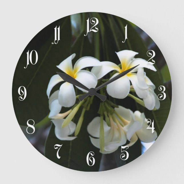 Frangipani flowers große wanduhr (Vorderseite)