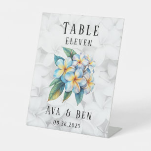 Frangipani Hawaii Floral Wedding Tischnummer Sockelschild