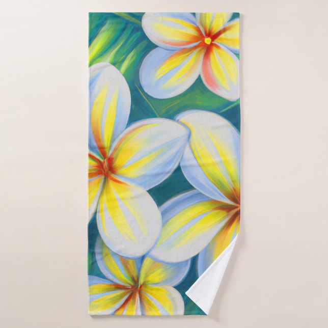 Frangipani Malerei Tropisches Badetuch Set (Badehandtuch)