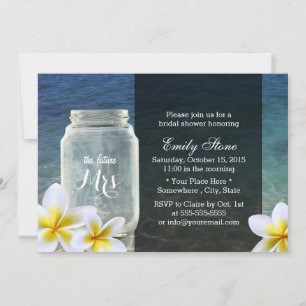 Frangipani & Mason Jar Beach Theme Brautparty Einladung
