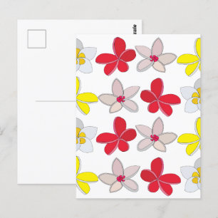 Frangipani Plumeria Farbige Blume Floral Postkarte
