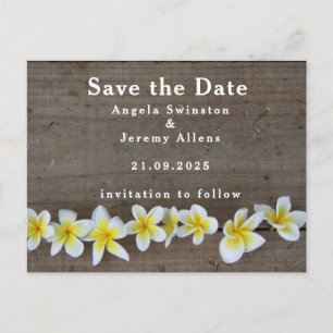 Frangipani / Plumeria Save The Date Hochzeitskarte Ankündigungspostkarte