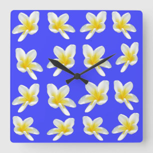 Frangipani Sommer Brise, Platz Wall Uhr. Quadratische Wanduhr