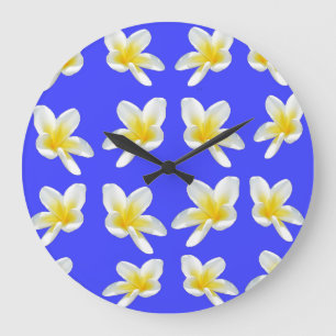 Frangipani Sommerbrise, große Rundmauer Uhr. Wanduhr