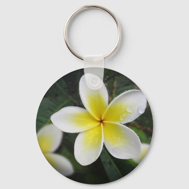 Frangipani und Raindrops Keyring Schlüsselanhänger (Vorderseite)