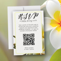 Frangipani Vertical QR Code Wedding RSVP