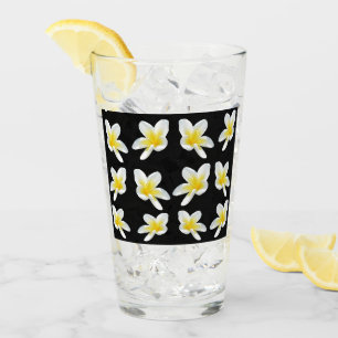 Frangipanis Jaune Sur Noir, Verre À Boire