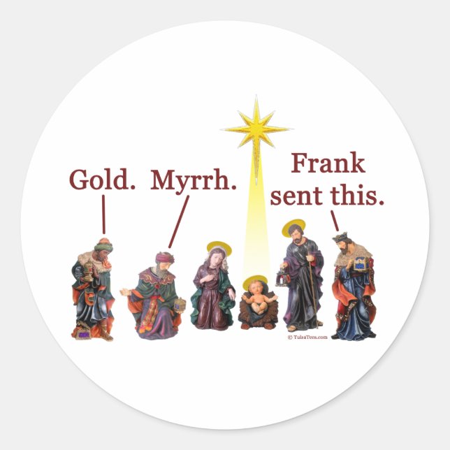 Frank hat das geschickt runder aufkleber (Vorderseite)