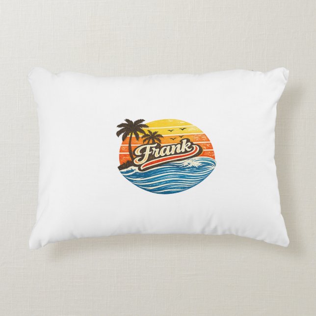 Frank Retro Sunset Name Design Dekokissen (Vorderseite)