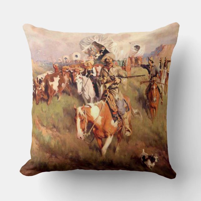 Frank Tenney Johnson Western Art "Ever Westward" Kissen (Vorderseite)