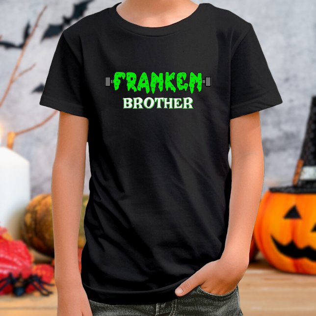 Franken Brother Kids Frankenstein Halloween T-Shirt (franken brother Frankenstein black Halloween t-shirt for kids)