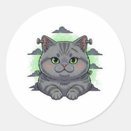Frankenbrit - British Shorthair Cat Halloween Runder Aufkleber