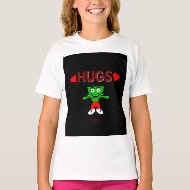 FrankenCheese Hugs Girls White Basic T Shirt (Vorderseite)
