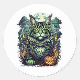 FrankenCoon - Maine Coon Halloween Runder Aufkleber