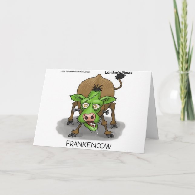 "FrankenCow" Funny Halloween Geschenke & Sammlerst Karte (Vorderseite)
