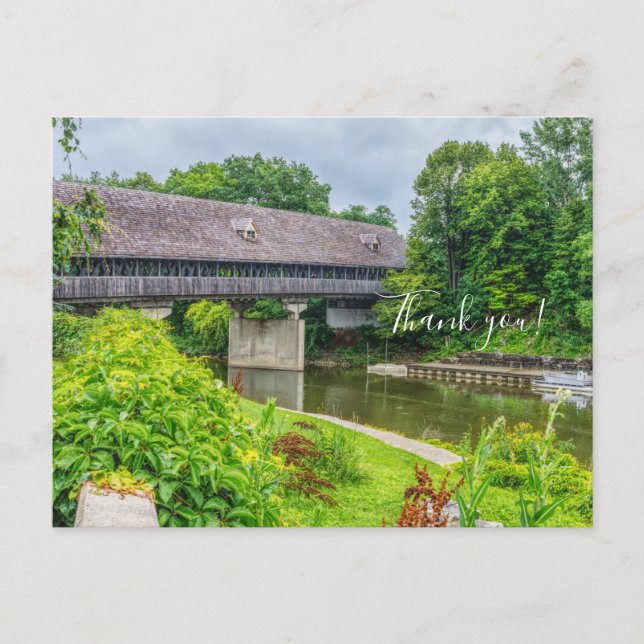 Frankenmuths Covered Bridge Danke Postcard Postkarte (Vorderseite)