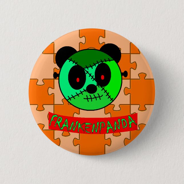 Frankenpanda Halloween Knöpfe und Geschenke! Button (Vorderseite)