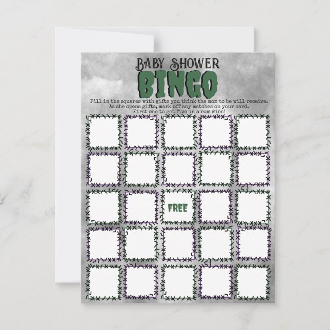 Frankenstein Baby Shower Bingo Game Mitteilungskarte (Vorderseite)