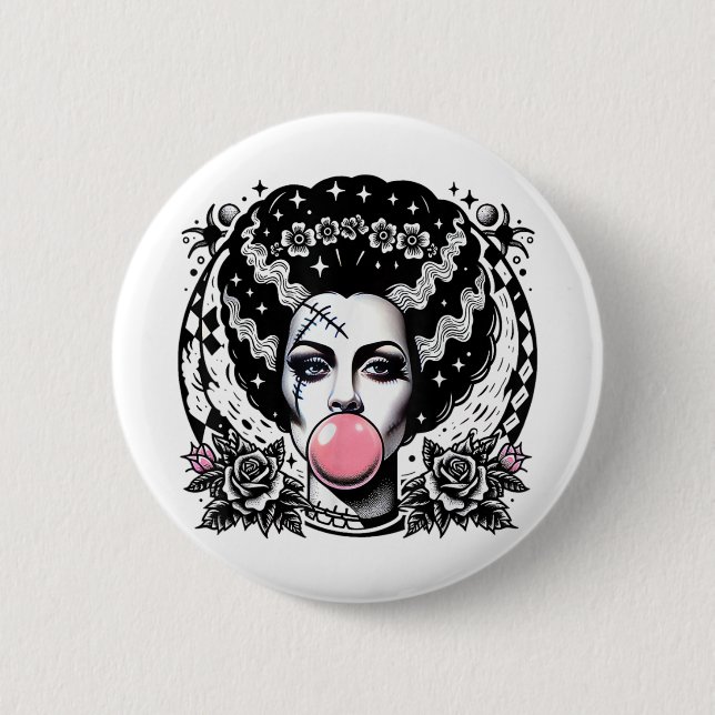 Frankenstein-Bubblegum-Monster-Halloween Button (Vorderseite)
