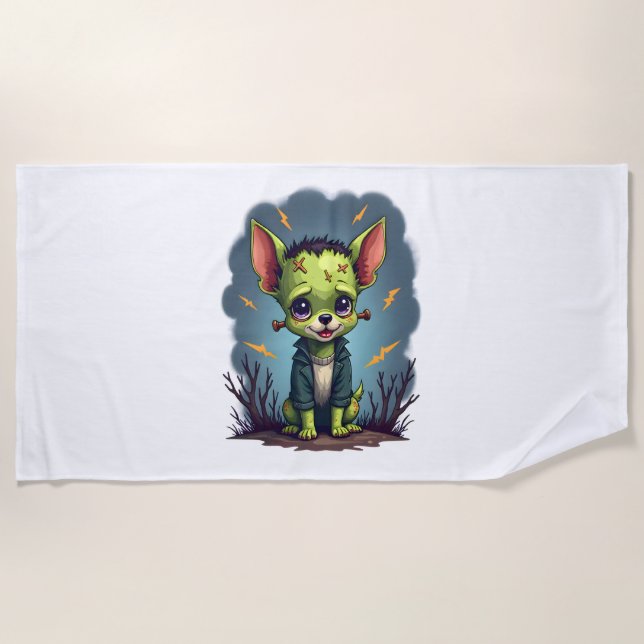 Frankenstein Chihuahua Shock Strandtuch (Vorderseite)