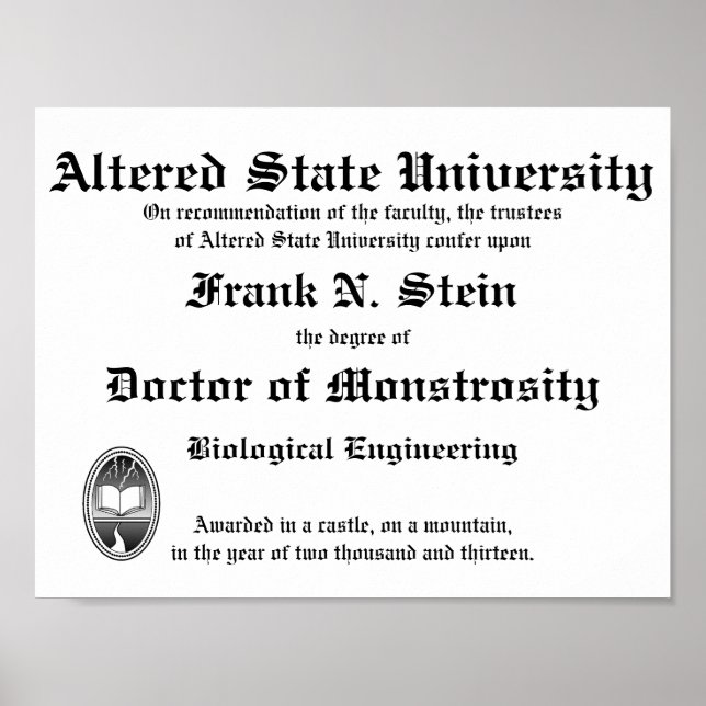 Frankenstein Diploma poster (Vorne)