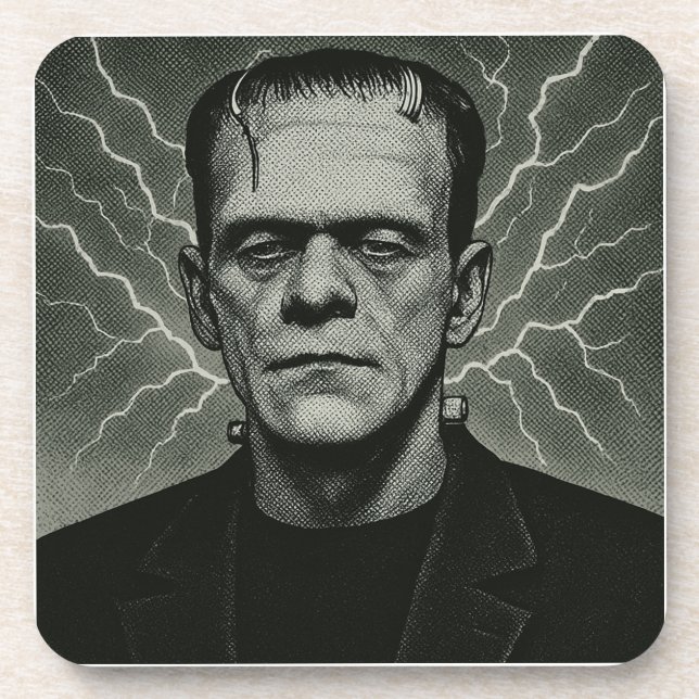 Frankenstein Electricity Art Getränkeuntersetzer (Vorderseite)