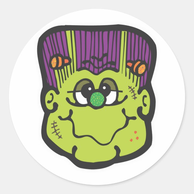 frankenstein face Cartoon Runder Aufkleber (Vorderseite)