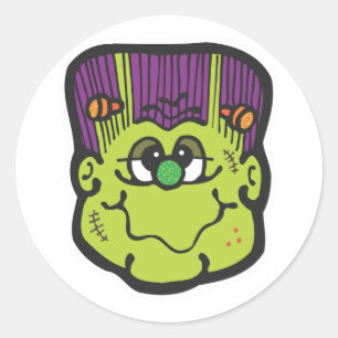 frankenstein face Cartoon Runder Aufkleber