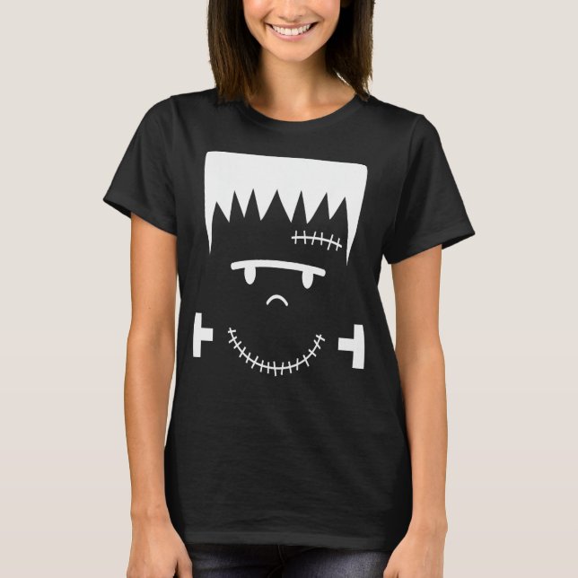 Frankenstein Face Funny Halloween Costume T-Shirt (Vorderseite)
