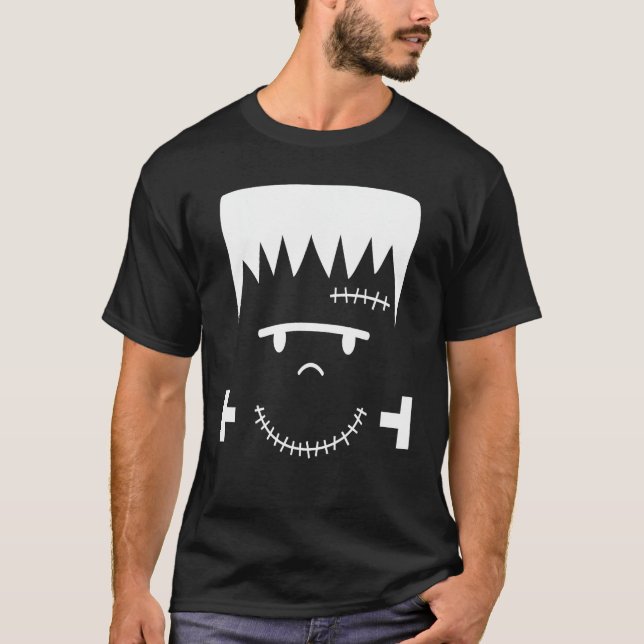 Frankenstein Face Funny Halloween Costume T-Shirt (Vorderseite)