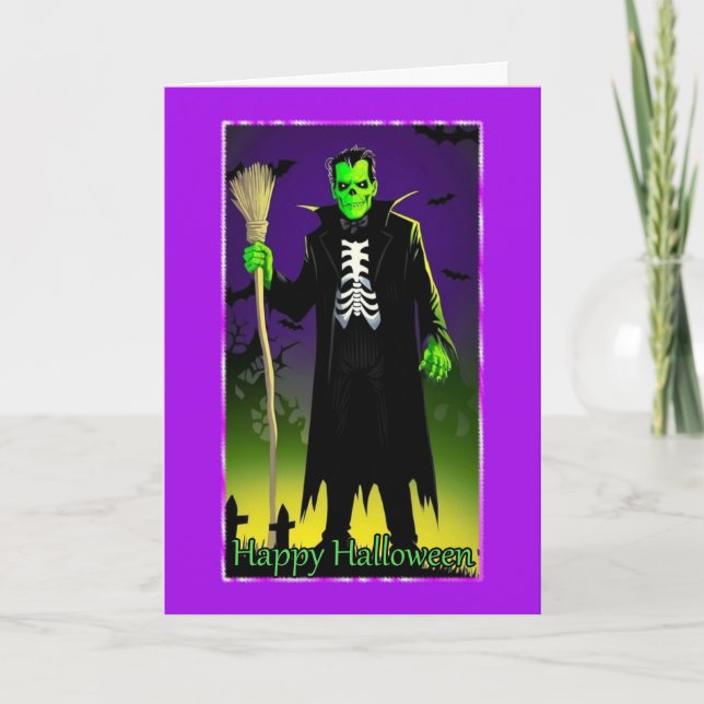 Frankenstein Halloween Card Feiertagskarte (Vorderseite)
