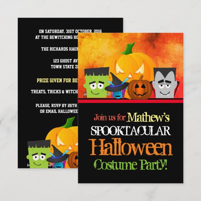 Frankenstein Halloween Costume Fête Invitation (Devant / Derrière)