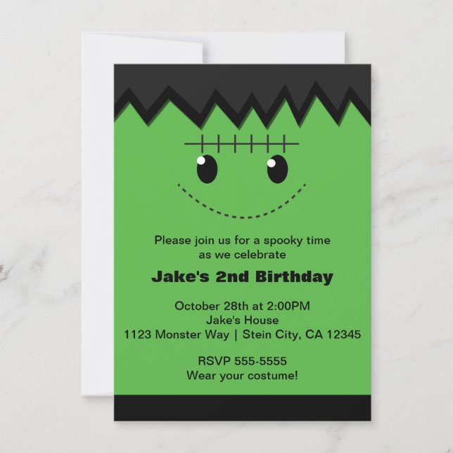 Frankenstein Halloween Cute Kids Party Invitation (Devant)
